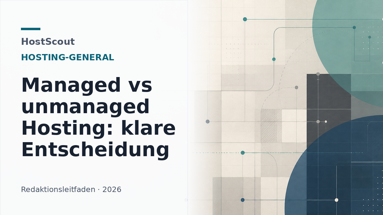 Abstrakte HostScout-Grafik zum Vergleich von verwaltetem und selbst betriebenem Hosting