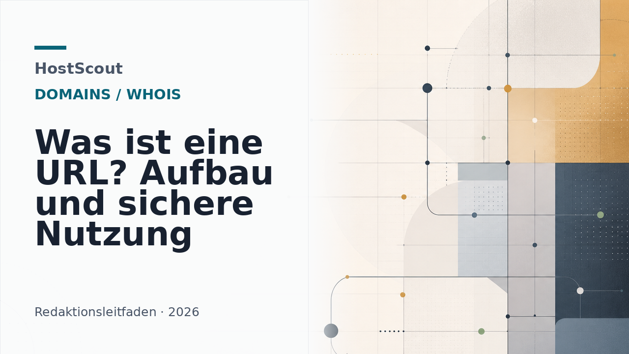 Grafische HostScout-Titelseite zur Frage, was eine URL ist