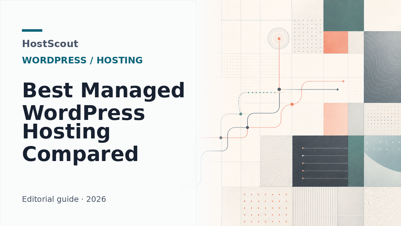 Editorial cover for a HostScout comparison of managed WordPress hosting choices.