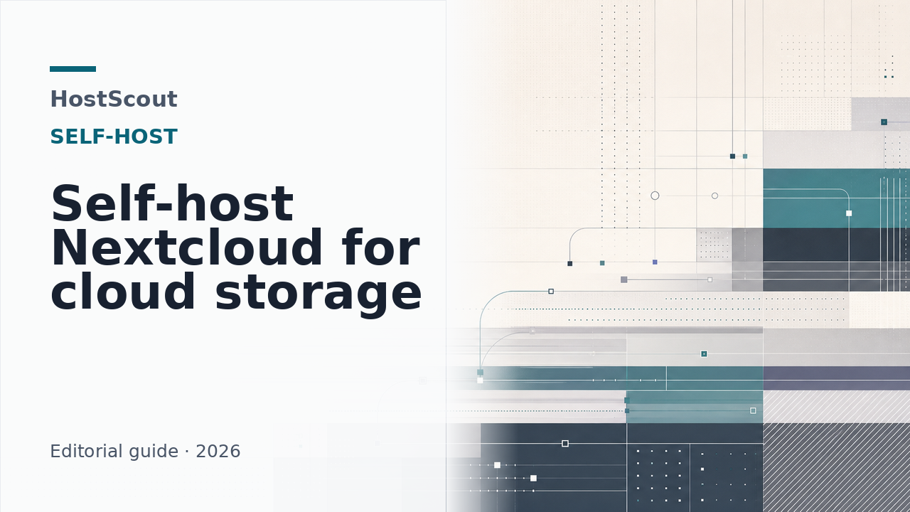 HostScout cover for a guide to self-hosting Nextcloud cloud storage