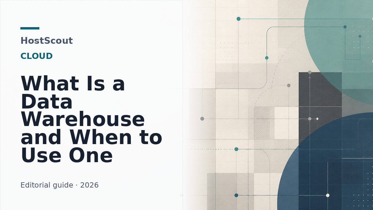 HostScout cover for a glossary guide to data warehouses and analytics storage