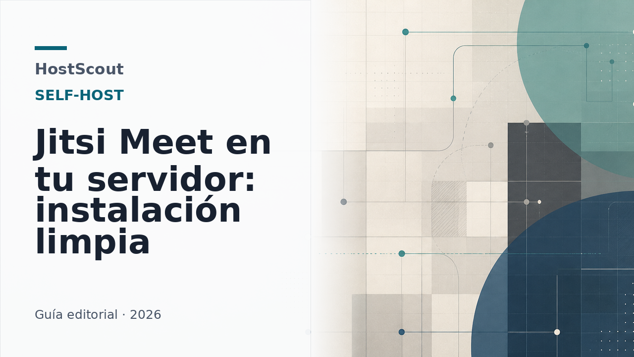 Portada editorial de HostScout sobre la instalación de Jitsi Meet en un servidor propio