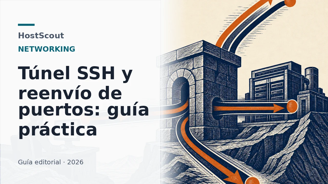 Tres rutas de reenvío atraviesan una puerta SSH entre un equipo y una red interna.