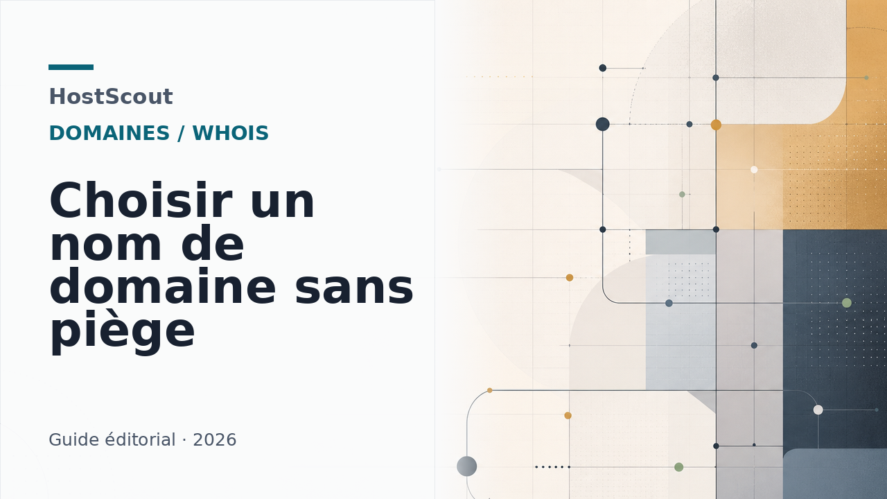 Illustration éditoriale HostScout sur le choix d’un nom de domaine