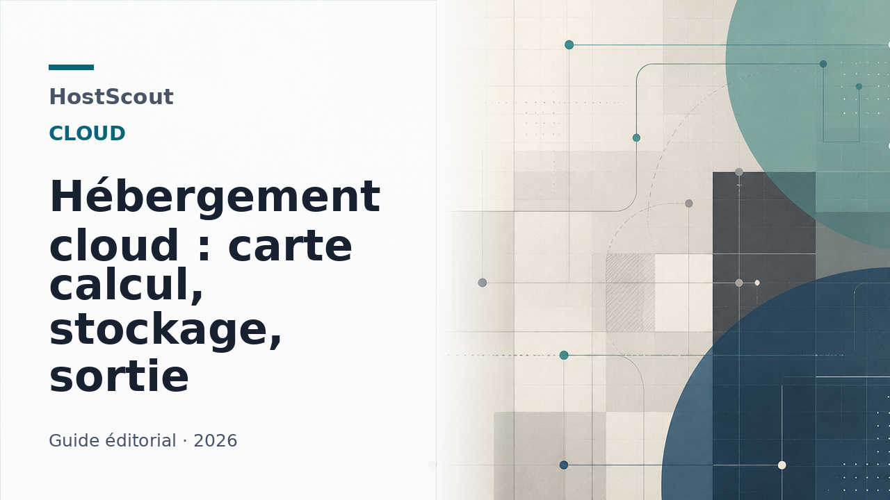 Carte éditoriale HostScout des coûts d'hébergement cloud, avec calcul, stockage et sortie réseau.