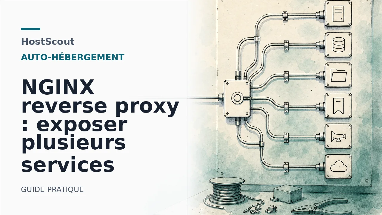 Atelier réseau illustrant NGINX qui distribue un flux public vers plusieurs services contrôlés