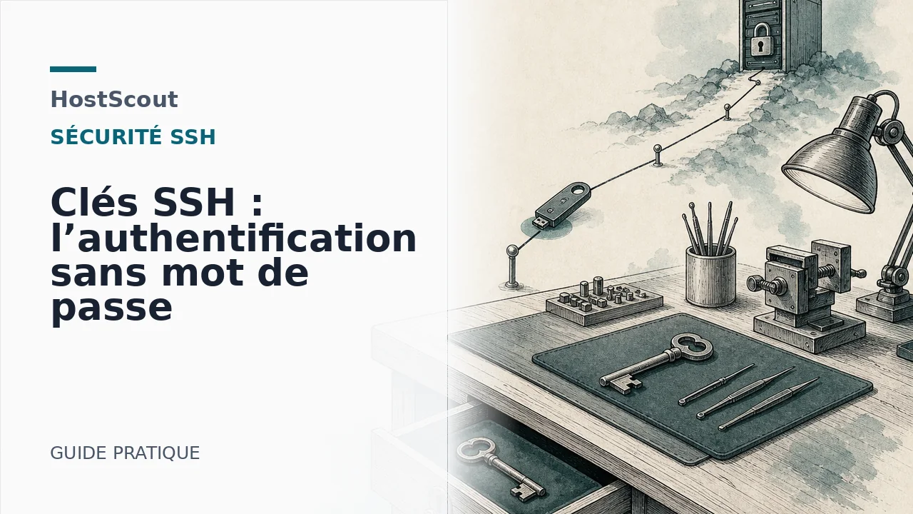 Atelier de clés illustrant une identité SSH locale et son accès contrôlé au serveur