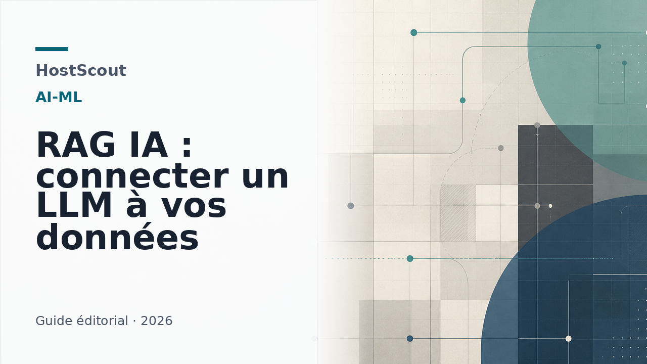 Illustration éditoriale HostScout sur la recherche augmentée pour les modèles de langage