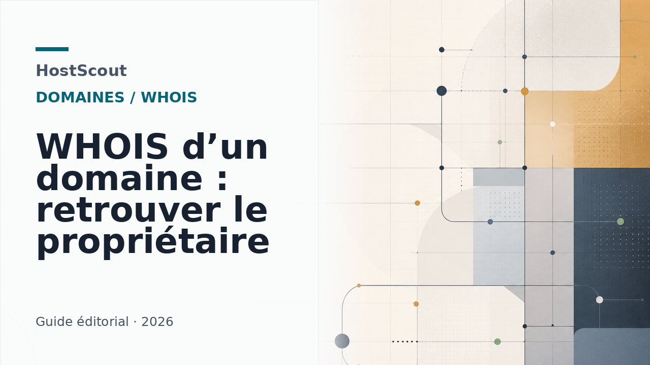 Carte abstraite du WHOIS avec registre, DNS et contacts de domaine