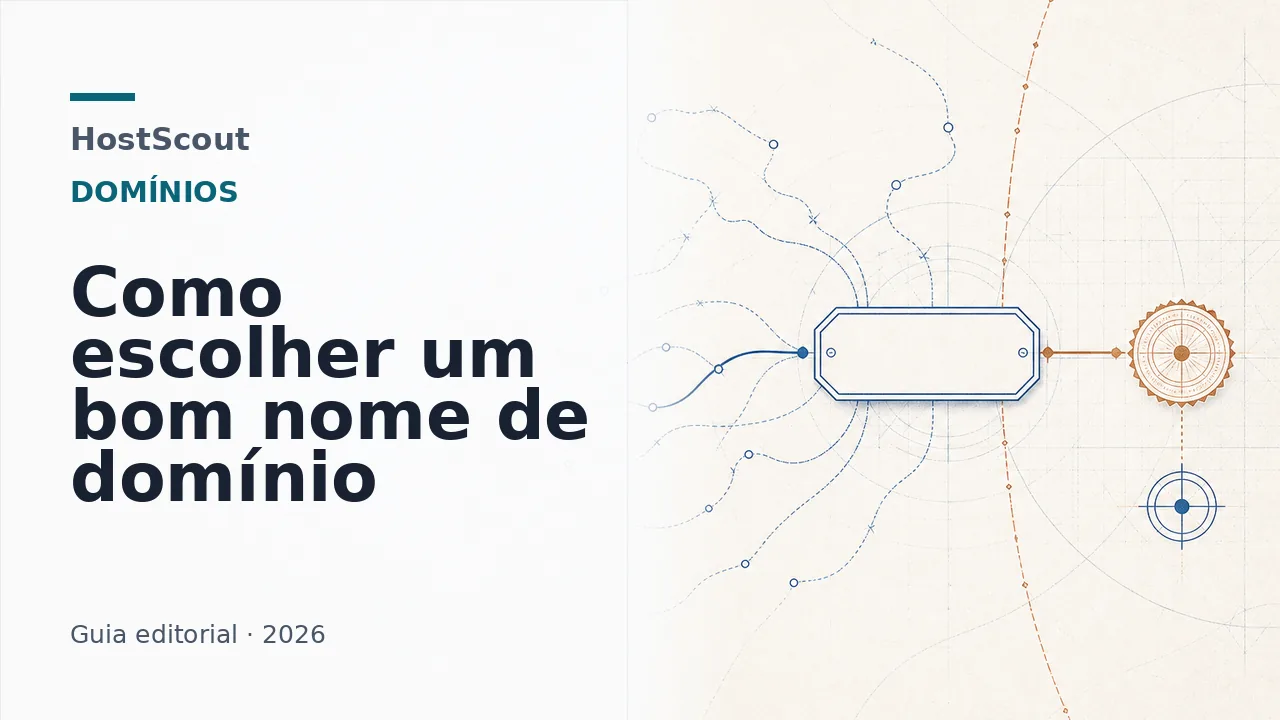 Capa editorial da HostScout sobre a escolha de um nome de domínio