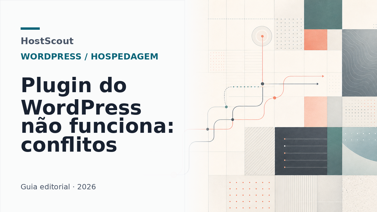 Diagnóstico de conflito em plugin do WordPress com checklist visual da HostScout
