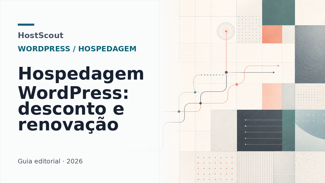 Capa da HostScout sobre desconto inicial e renovação em hospedagem WordPress