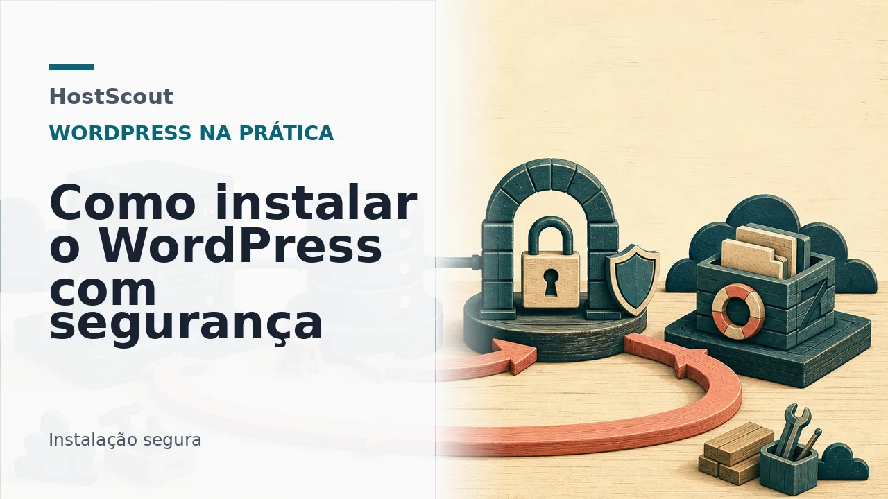 Oficina ilustrada com servidor, banco de dados, conexão segura e ciclo de backup