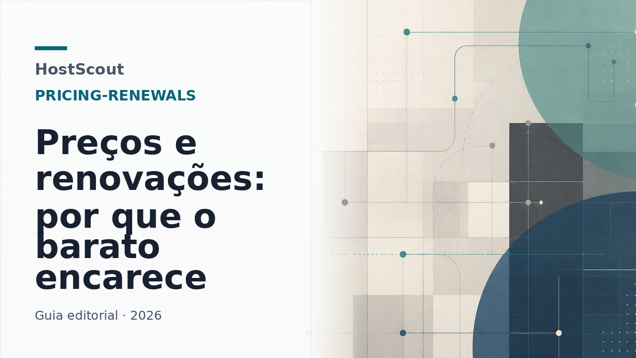 Capa editorial da HostScout sobre preços de hospedagem, renovação e custo real de planos baratos.