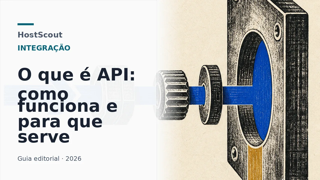 Capa editorial da HostScout sobre funcionamento e uso de APIs