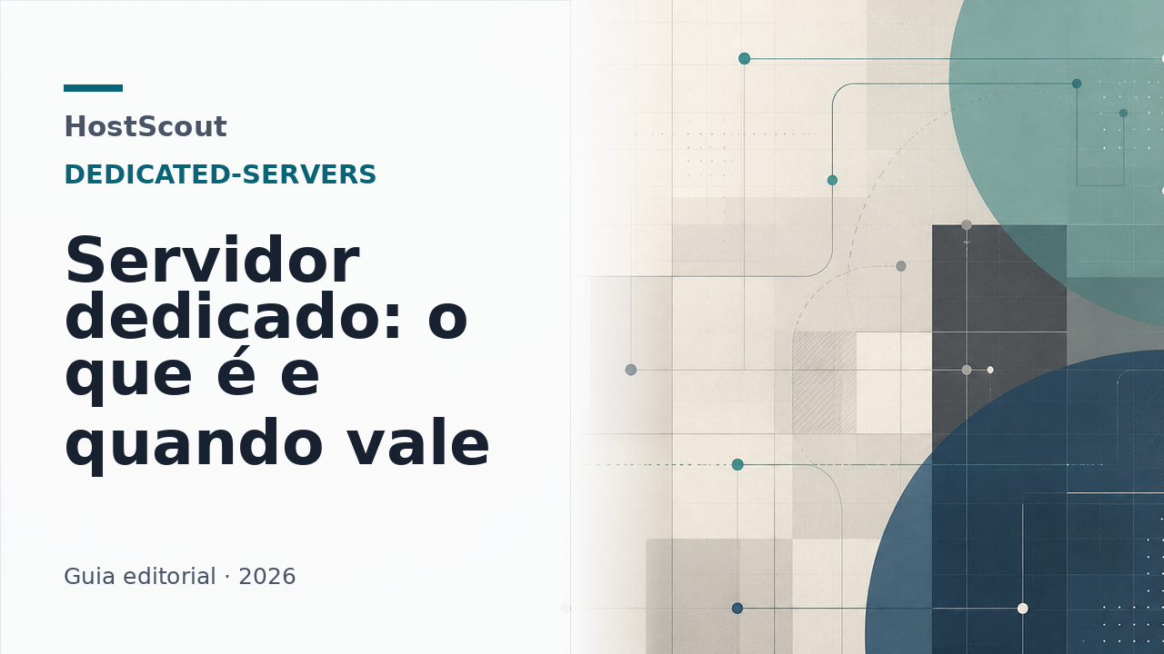 Rack de servidores com destaque editorial para a decisão entre VPS e servidor dedicado