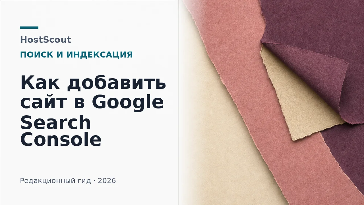 Обложка руководства HostScout по добавлению сайта в Google Search Console