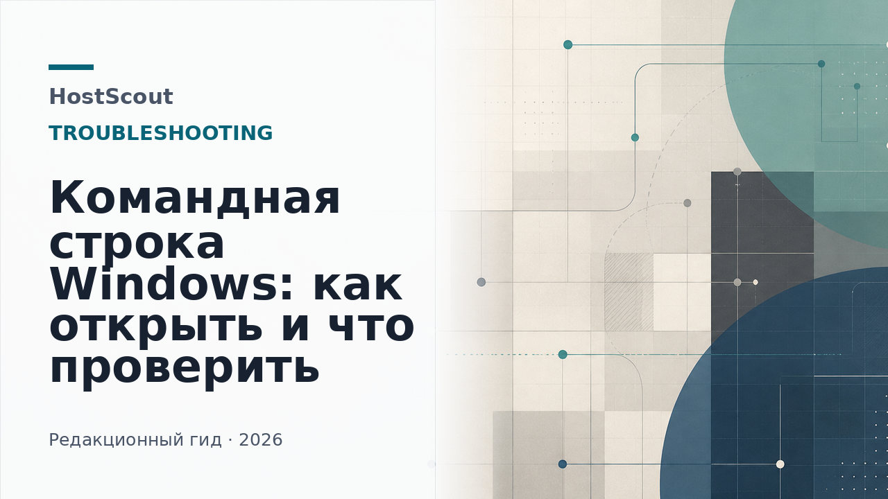 Обложка HostScout о командной строке Windows и базовой диагностике сети